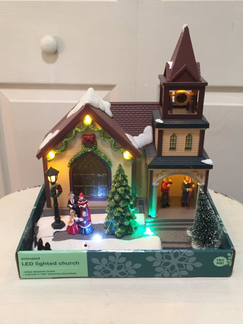Rite Aid LED Christmas Holidays Lighted Church Plays 2 Christmas Songs/Bell Ring